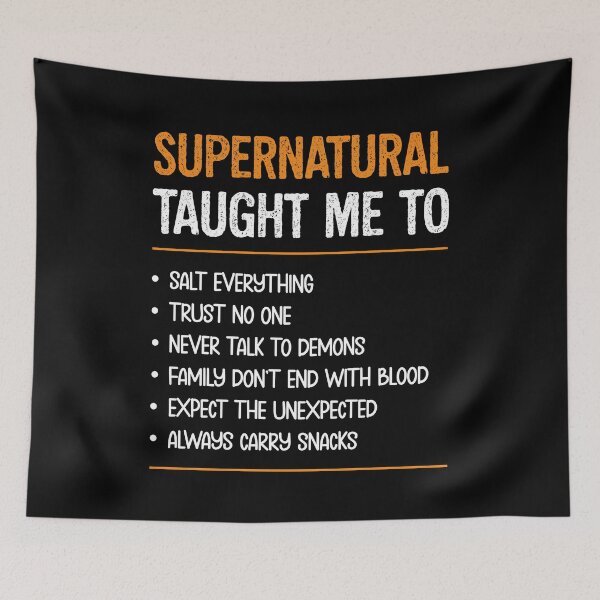 Item preview, Supernatural Taught Me To Funny Rules Quote designed and sold by Say It With Ink.