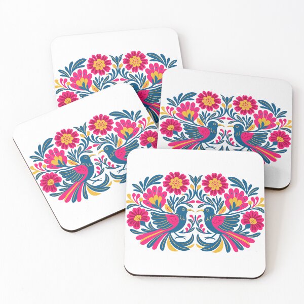 Item preview, Mexican Folk Art Love Birds – Symmetrical Floral Illustration designed and sold by LaPolilladPapel.