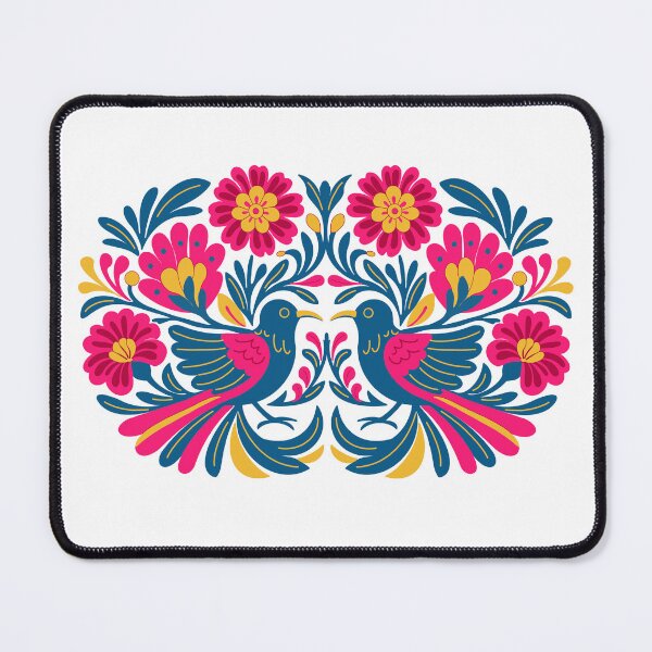 Item preview, Mexican Folk Art Love Birds – Symmetrical Floral Illustration designed and sold by LaPolilladPapel.