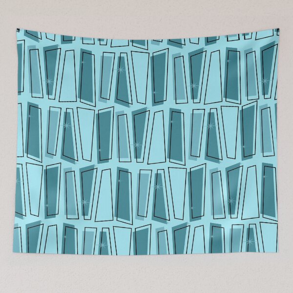 Item preview, Blue Retro Geometric Mid Century Modern Pattern designed and sold by Vileprint.