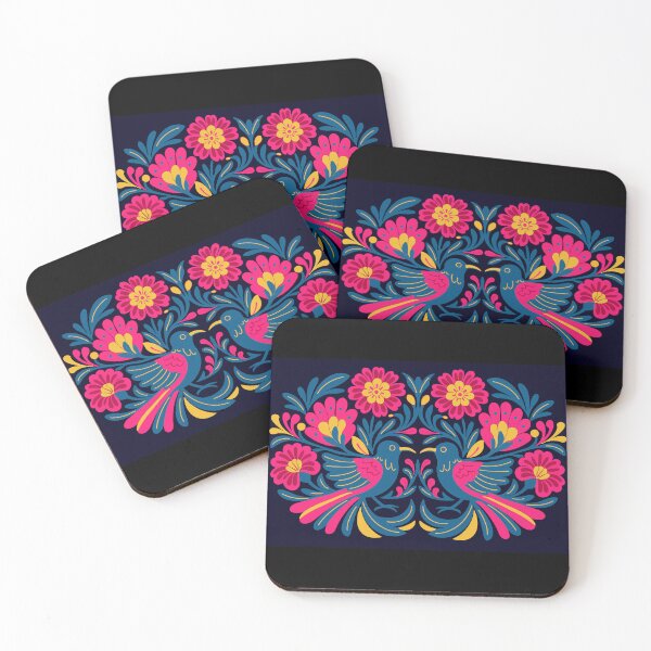 Item preview, Mexican Folk Art Love Birds – Symmetrical Floral Illustration designed and sold by LaPolilladPapel.