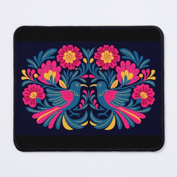Item preview, Mexican Folk Art Love Birds – Symmetrical Floral Illustration designed and sold by LaPolilladPapel.