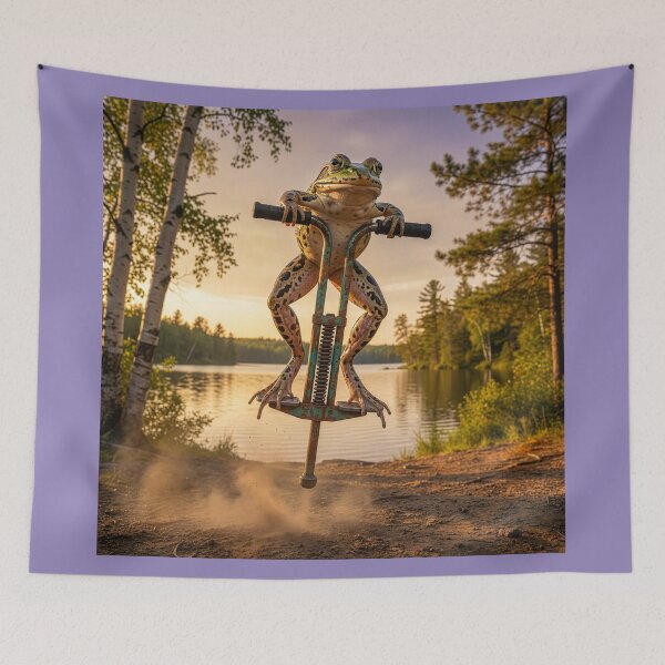 Item preview, Leopard Frog Jumps on Pogo Stick designed and sold by Tridentulus.