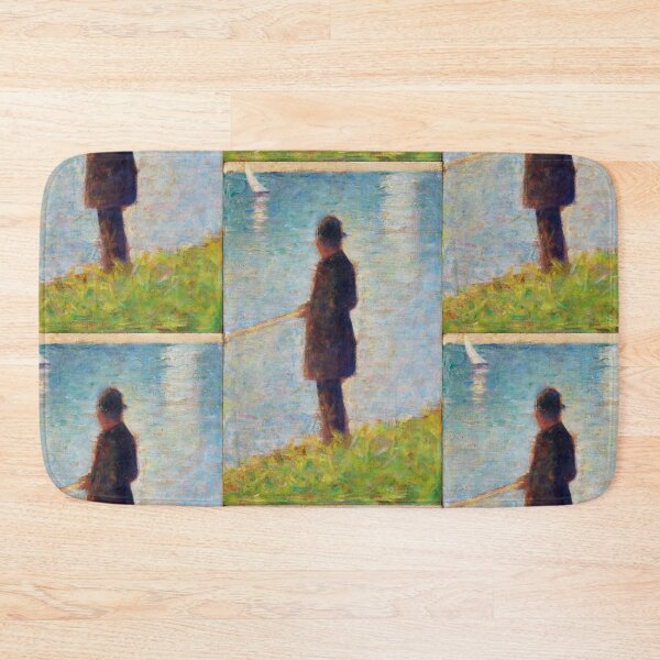 Item preview, The Angler by Georges Seurat: Neo Impressionist Waterfront Fine Art Print designed and sold by artofuniverse.