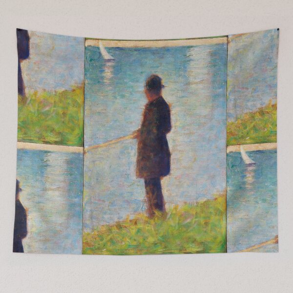 Item preview, The Angler by Georges Seurat: Neo Impressionist Waterfront Fine Art Print designed and sold by artofuniverse.