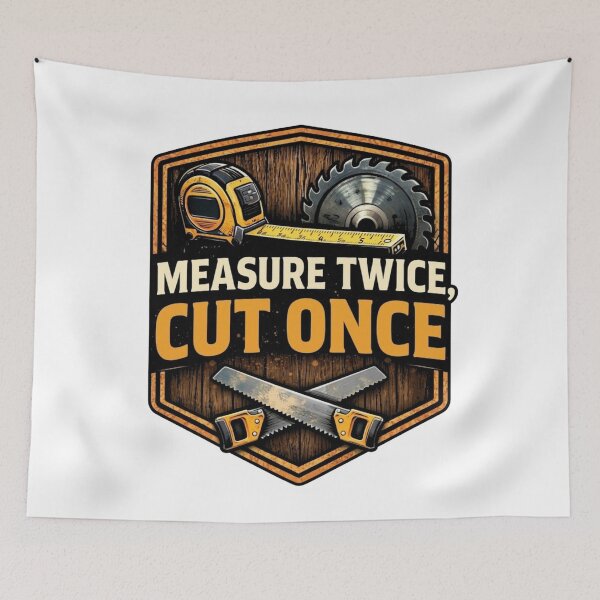 Item preview, Measure Twice Cut Once - Woodworking & Carpenter Graphic designed and sold by JVDesignsShop.