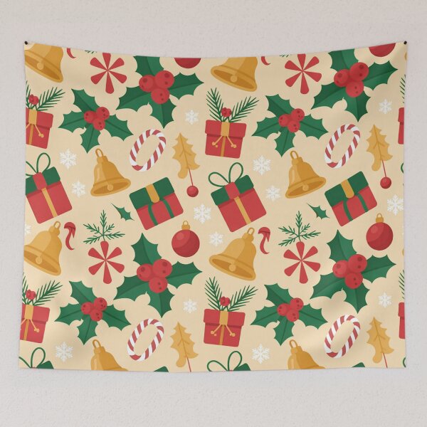 Item preview, Christmas Seamless Pattern – Holly, Bells & Gifts designed and sold by Midnight Veil Designs.