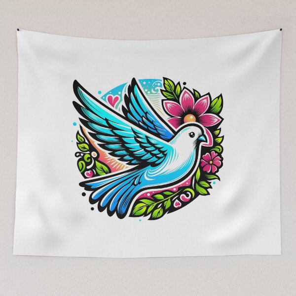 Item preview, Celestial Peace Dove Floral Harmony Illustration designed and sold by anderlee.