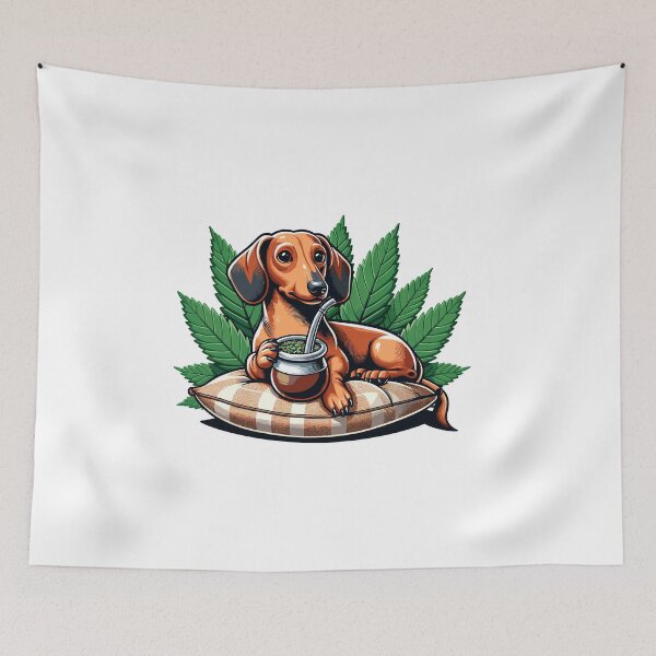 Item preview, Dachshund Drinking Yerba Mate Chill Design designed and sold by CyfroweMysli.