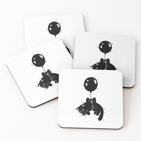 Item preview, Mo the Black Cat Floating Balloon Gift Art Print designed and sold by Manjia-Art.