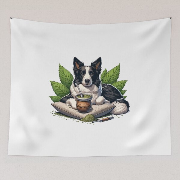 Item preview, Border Collie Drinking Yerba Mate Chill Design designed and sold by CyfroweMysli.