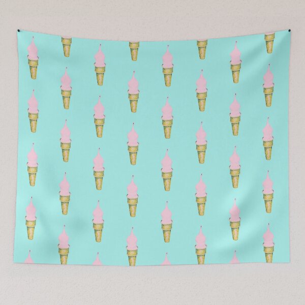 Item preview, DISCO ICE CREAM Polka Dot Pattern| Pop Art Dessert Design | Aquamarine Background designed and sold by Baroness Swan.