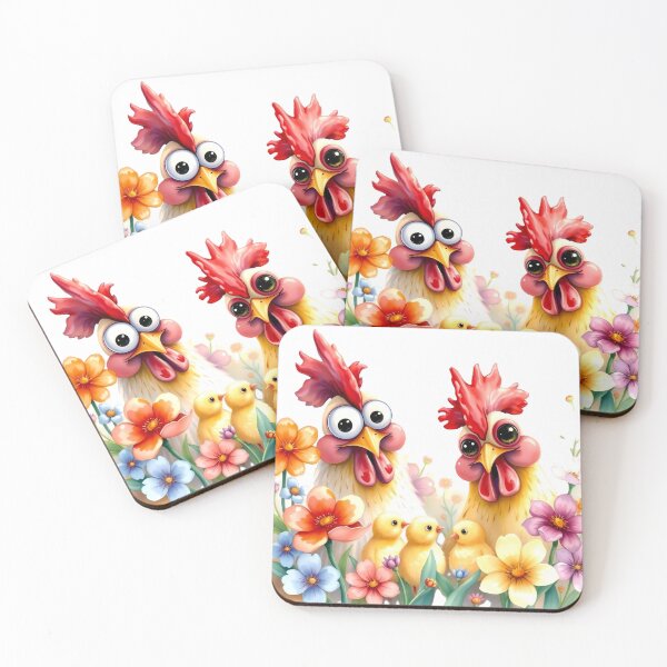 Item preview, Funny Chicken Family in Spring Flowers designed and sold by Serene Strokes Art.