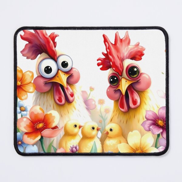 Item preview, Funny Chicken Family in Spring Flowers designed and sold by Serene Strokes Art.