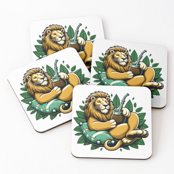 Item preview, Lion Drinking Yerba Mate Calm Leader Design designed and sold by CyfroweMysli.