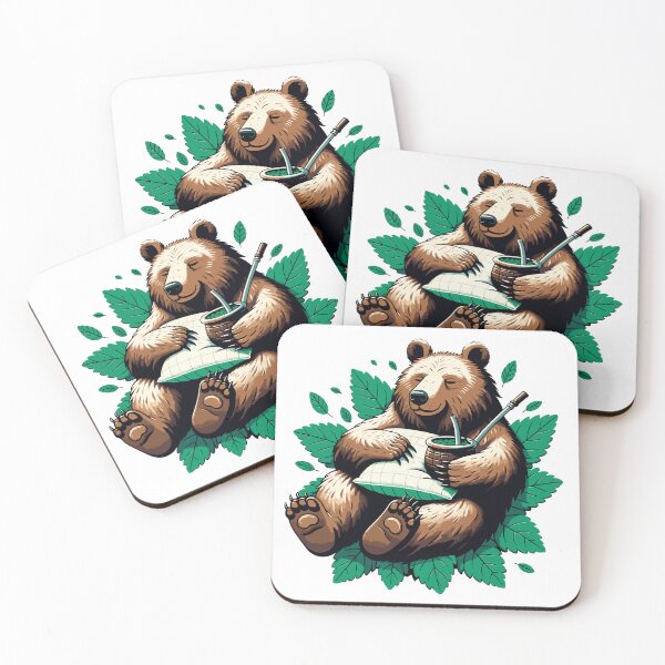 Item preview, Bear Drinking Yerba Mate Cozy Forest Design designed and sold by CyfroweMysli.