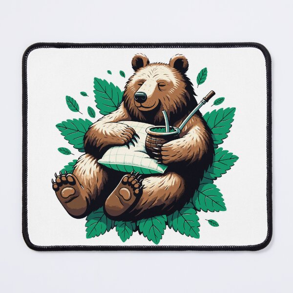 Item preview, Bear Drinking Yerba Mate Cozy Forest Design designed and sold by CyfroweMysli.
