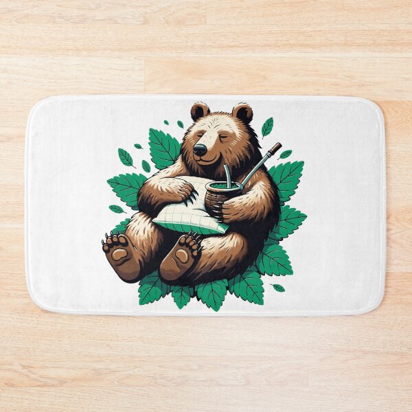 Item preview, Bear Drinking Yerba Mate Cozy Forest Design designed and sold by CyfroweMysli.