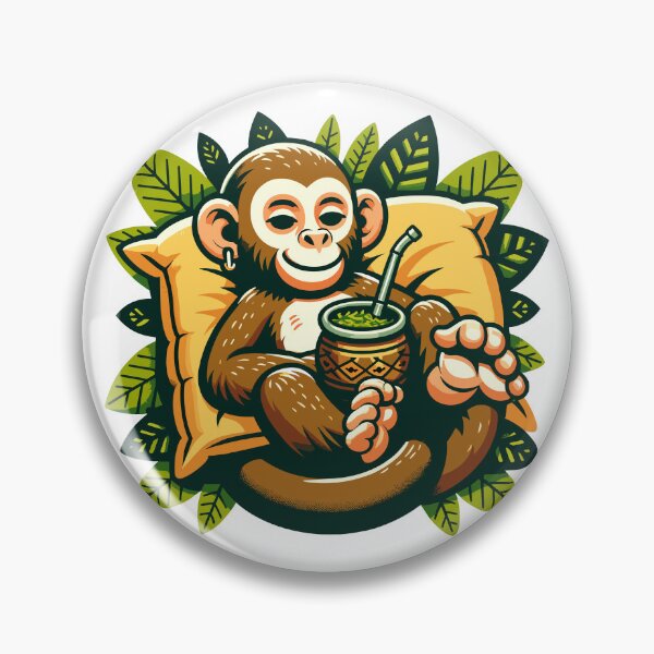 Item preview, Monkey Drinking Yerba Mate Funny Chill Design designed and sold by CyfroweMysli.