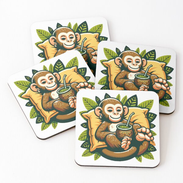 Item preview, Monkey Drinking Yerba Mate Funny Chill Design designed and sold by CyfroweMysli.
