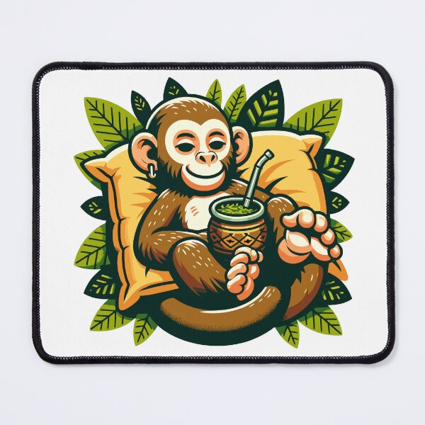 Item preview, Monkey Drinking Yerba Mate Funny Chill Design designed and sold by CyfroweMysli.