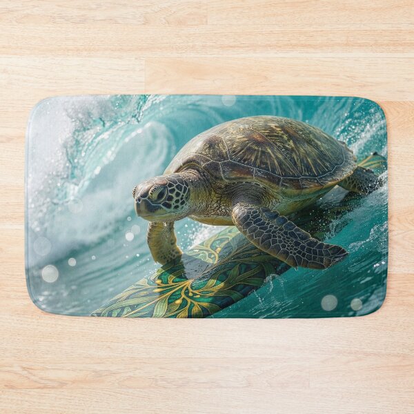 Item preview, Stoked Sea Turtle Rides the Waves  designed and sold by Tridentulus.