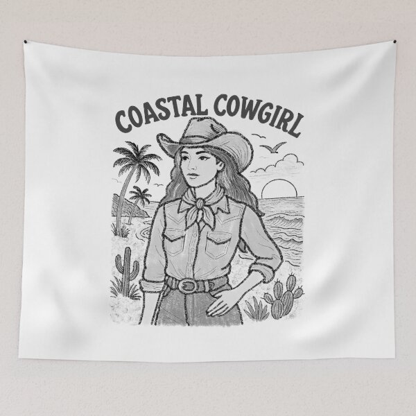Item preview, Coastal Cowgirl – Vintage Western Beach Illustration designed and sold by LaPolilladPapel.