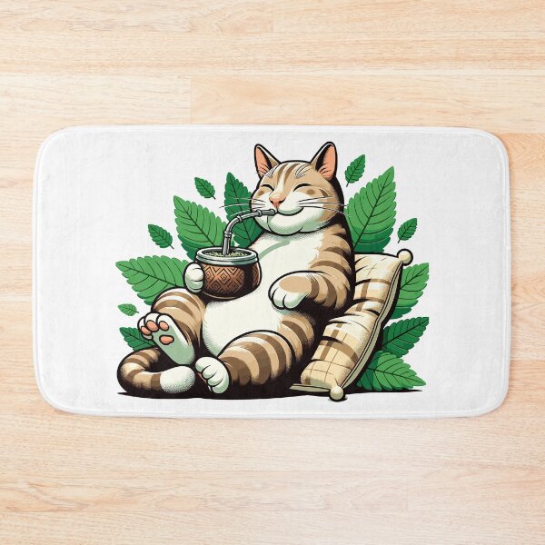 Item preview, Cat Drinking Yerba Mate Cozy Relax Design designed and sold by CyfroweMysli.