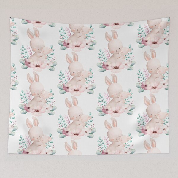 Item preview, Easter Mom and Baby Rabbit Flower Wreath - Adorable Spring Bunny Gift designed and sold by FuzionRaptor.