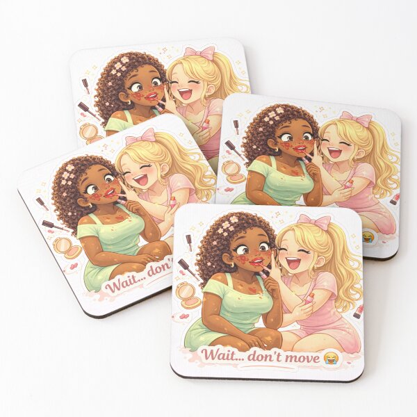 Item preview, Wait… Don’t Move  | Funny Best Friends Makeup Moment | Cute BFF Aesthetic Illustration designed and sold by PrincSaraStudio.