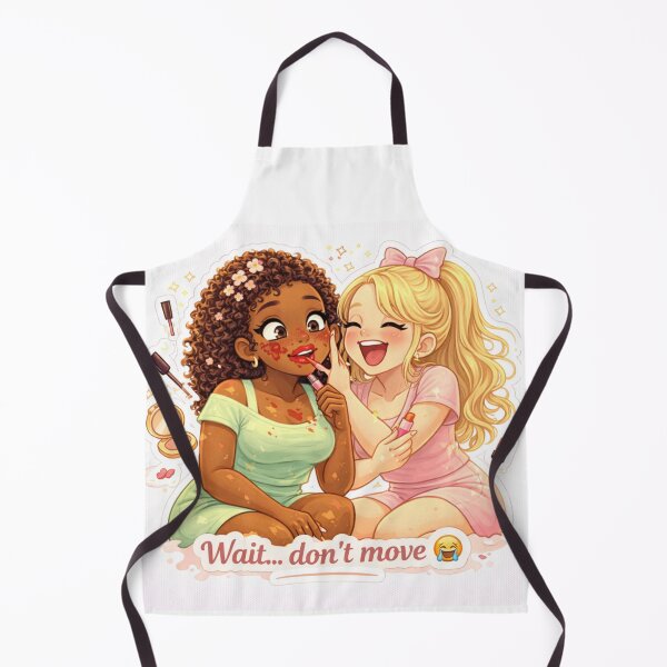 Item preview, Wait… Don’t Move | Funny Best Friends Makeup Moment | Cute BFF Aesthetic Illustration designed and sold by PrincSaraStudio.