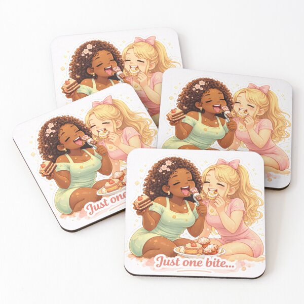 Item preview, Just One Bite… | Cute Best Friends Dessert Moment | Funny Foodie Aesthetic Illustration designed and sold by PrincSaraStudio.