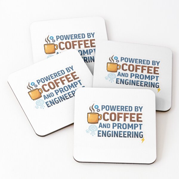 Item preview, Powered By Coffee And Prompt Engineering Funny AI Tech Design designed and sold by ZYNORAworld.