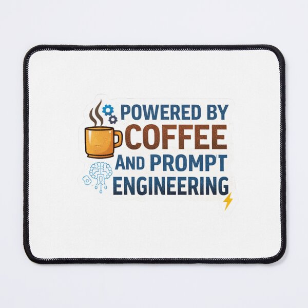 Item preview, Powered By Coffee And Prompt Engineering Funny AI Tech Design designed and sold by ZYNORAworld.