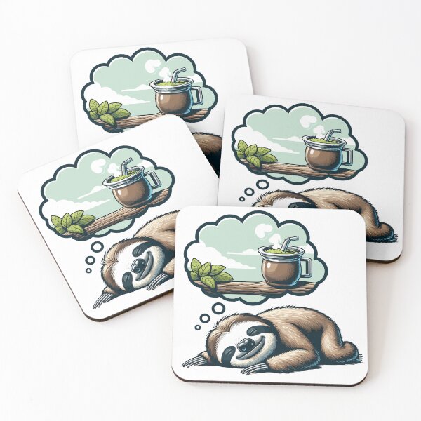 Item preview, Cute Sleeping Sloth Dreaming of Yerba Mate Cozy Design designed and sold by CyfroweMysli.