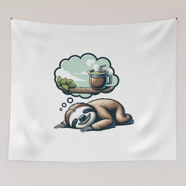 Item preview, Cute Sleeping Sloth Dreaming of Yerba Mate Cozy Design designed and sold by CyfroweMysli.