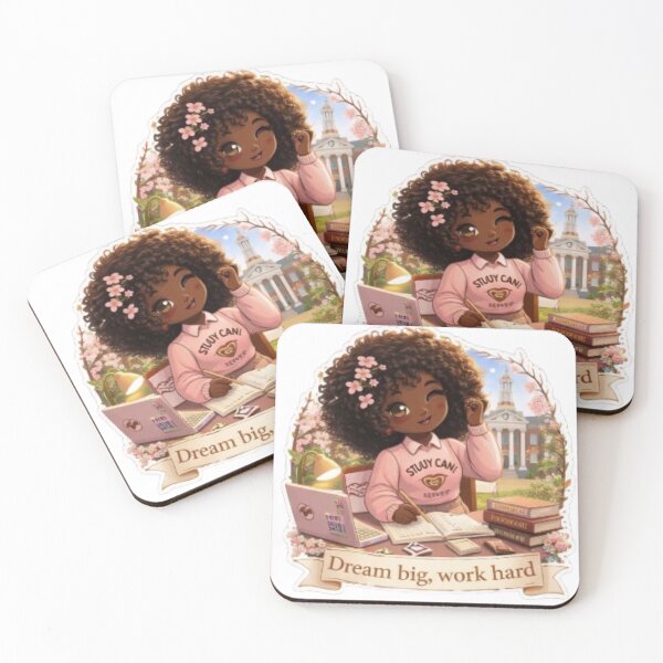 Item preview, Focus & Glow ✨ | Study Motivation Cute Illustration | Student Aesthetic Black Girl Study Vibes designed and sold by PrincSaraStudio.