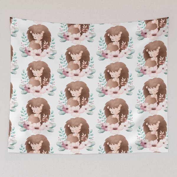 Item preview, Easter Mom and Baby Hedgehog Flower Wreath - Adorable Spring Animal Gift designed and sold by FuzionRaptor.