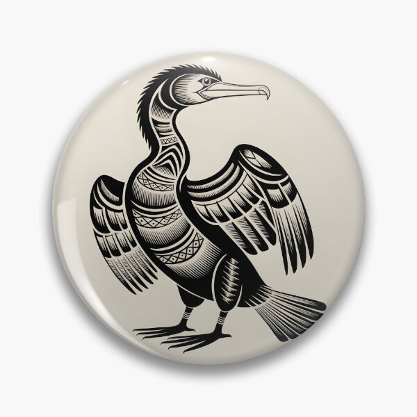 Item preview, Cormorant Tribal Illustration – Stylized Black Bird Art designed and sold by ArcticFoxStudio.