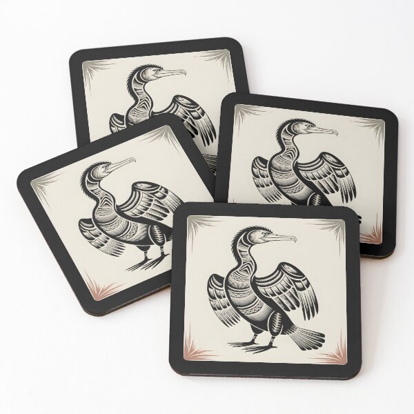 Item preview, Cormorant Tribal Illustration – Stylized Black Bird Art designed and sold by ArcticFoxStudio.