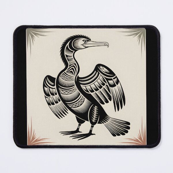 Item preview, Cormorant Tribal Illustration – Stylized Black Bird Art designed and sold by ArcticFoxStudio.