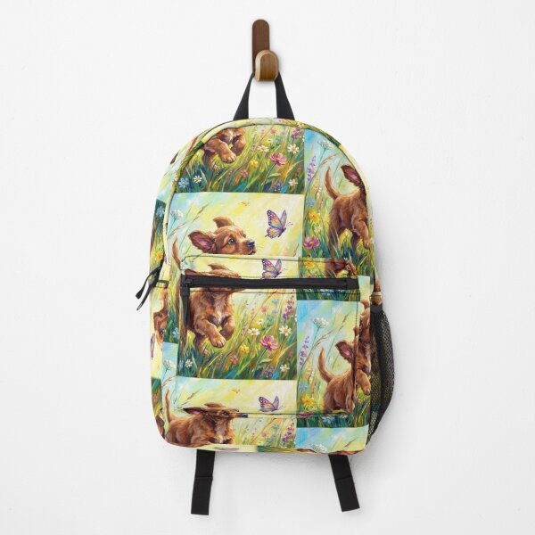 Item preview, Cute dog running through the flowers chasing a butterfly designed and sold by carlsmart1.