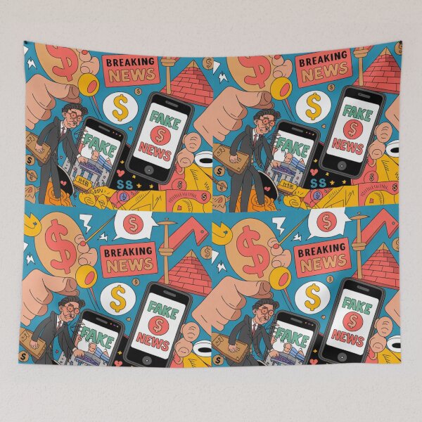 Item preview, Fake News Satirical Seamless Pattern – Money & Media Chaos designed and sold by Midnight Veil Designs.