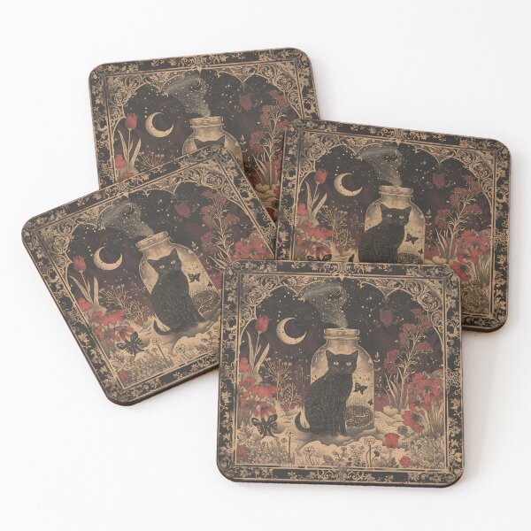Item preview, Midnight Apothecary — Gothic Botanical Cat Art designed and sold by Mourne & Dusk.