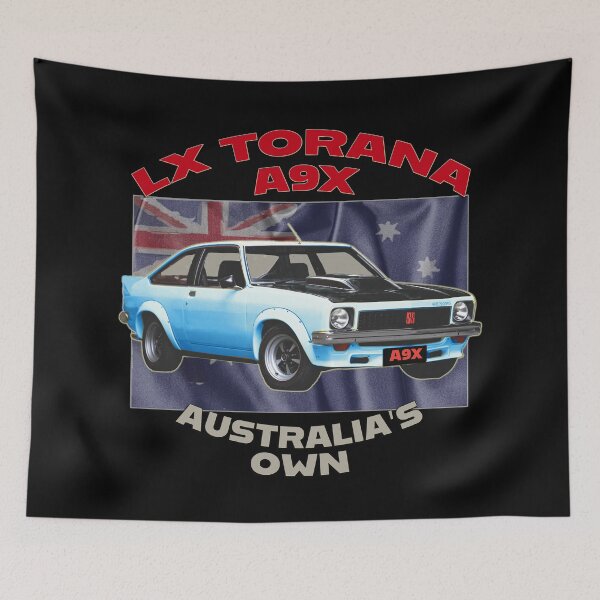 Item preview, Blue LX Torana A9X Hatchback Australian Muscle Car Art, Holden Torana A9X Classic Car Poster, Aussie Bathurst Legend Car Artwork, Vintage Australian Performance Car Illustration designed and sold by Michael van der Hoorn.