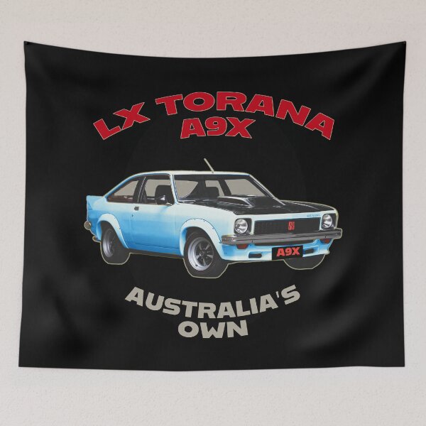 Item preview, LX Torana A9X Hatchback Blue Australian Muscle Car Art, Holden Torana A9X Classic Car Illustration, Bathurst Legend Vintage Aussie Performance Car Artwork Clean Design designed and sold by Michael van der Hoorn.