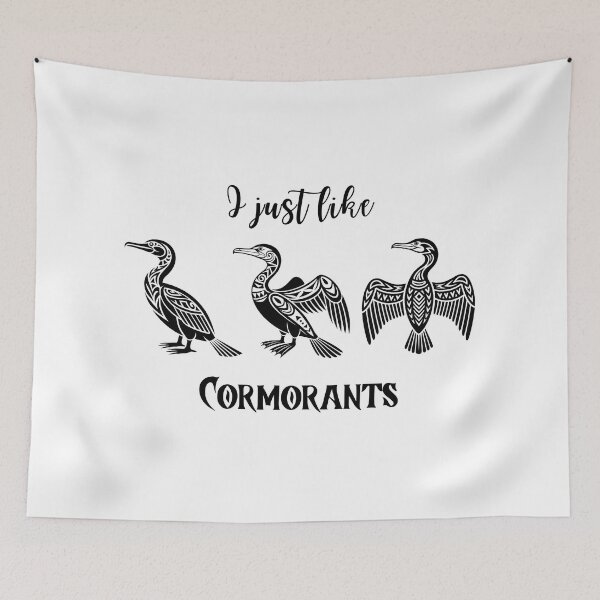 Item preview, I Just Like Cormorants – Funny Bird Lover Design with Cormorant Illustration designed and sold by ArcticFoxStudio.