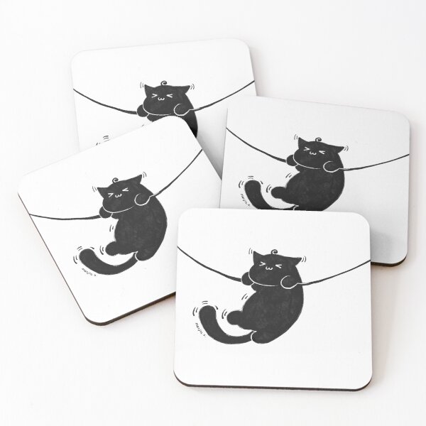 Item preview, Mo the Black Cat Hanging On Wire Art Print designed and sold by Manjia-Art.