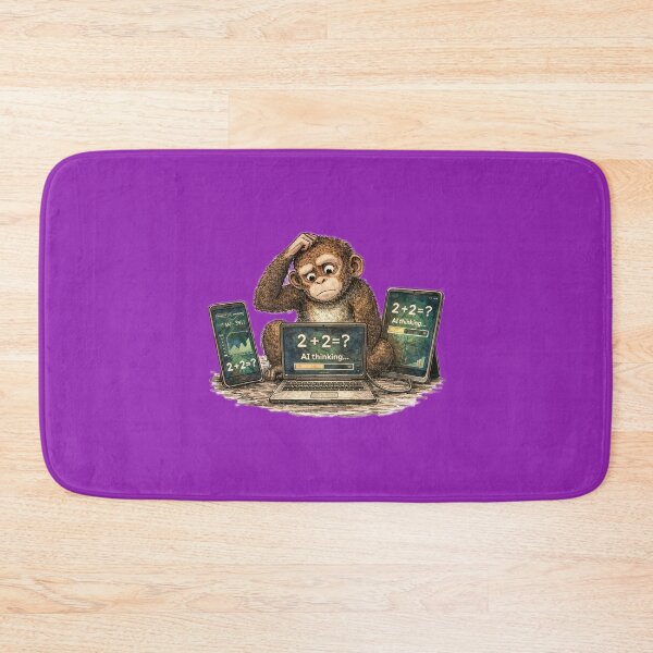 Item preview, Monkey Thinking 2+2 Sticker – Funny Technology and Intelligence Humor Art designed and sold by Felixuss.