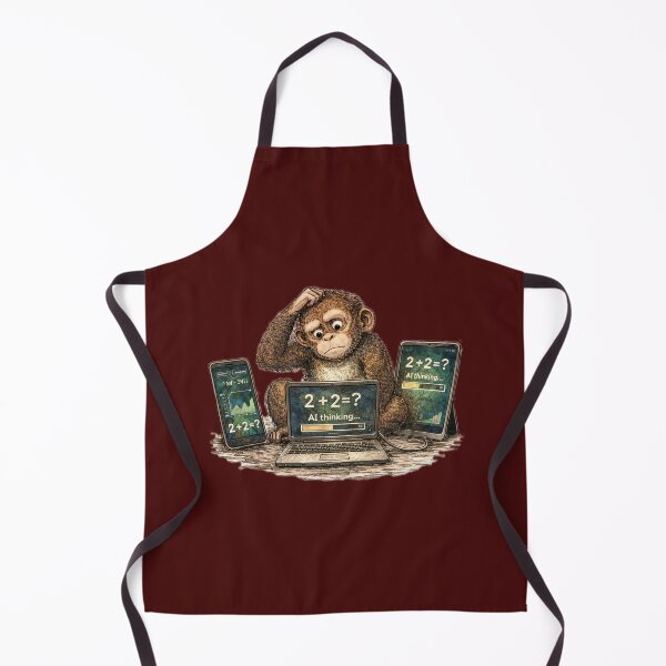 Item preview, Monkey Thinking 2+2 Sticker – Funny Technology and Intelligence Humor Art designed and sold by Felixuss.